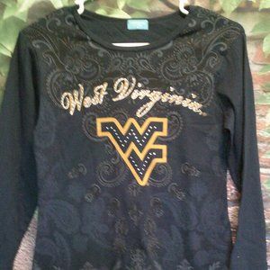 West Virginia Jeweled Long Sleeve Paisley Top